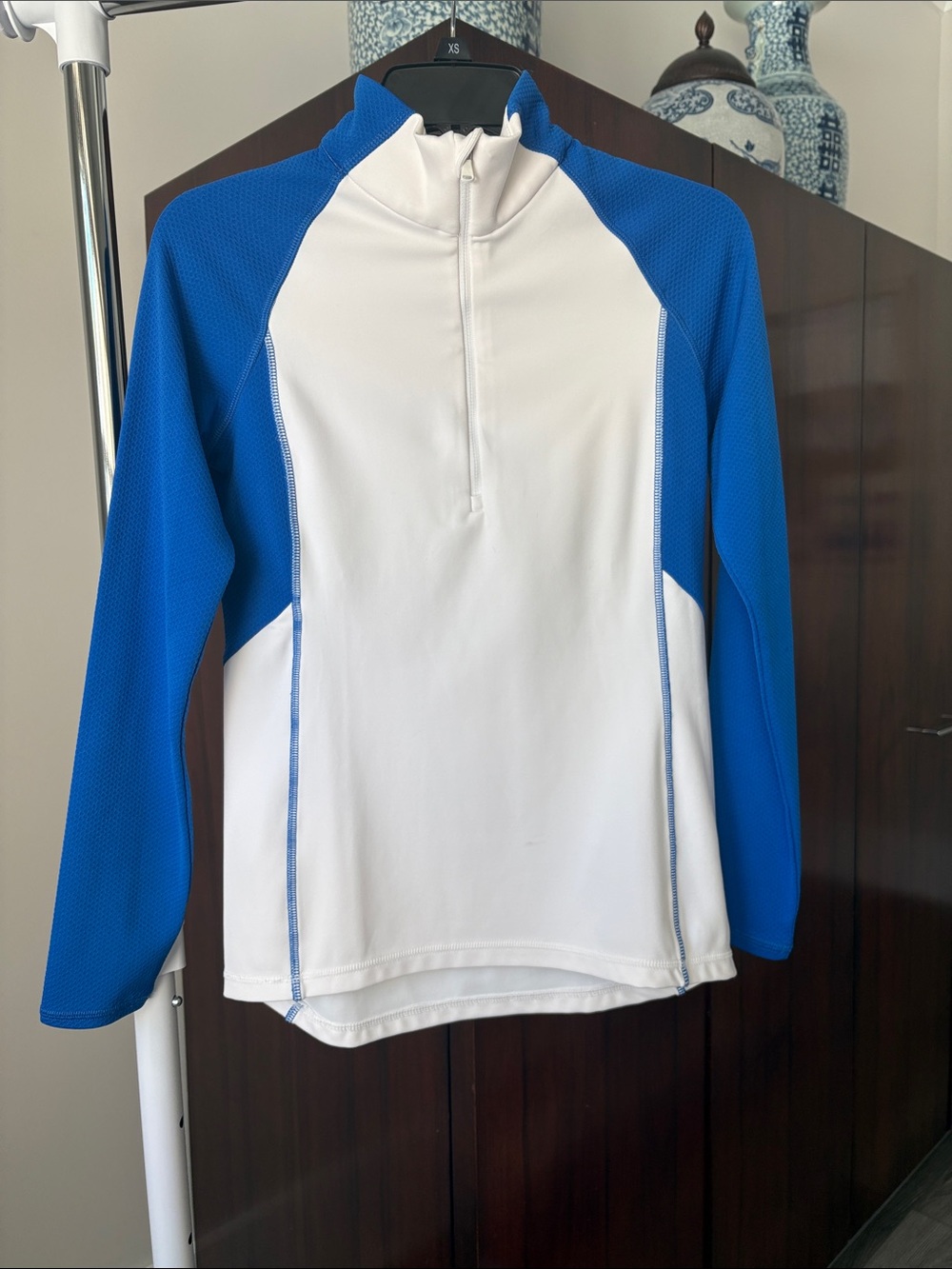 Ralph Lauren RLX White and Blue quarter zip SZ xs